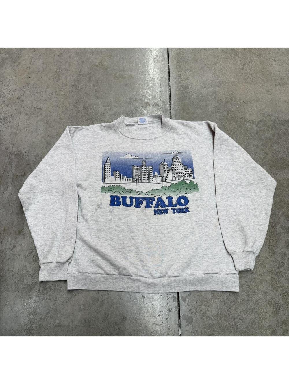 vintage buffalo new york destination grey made in usa crewneck size large